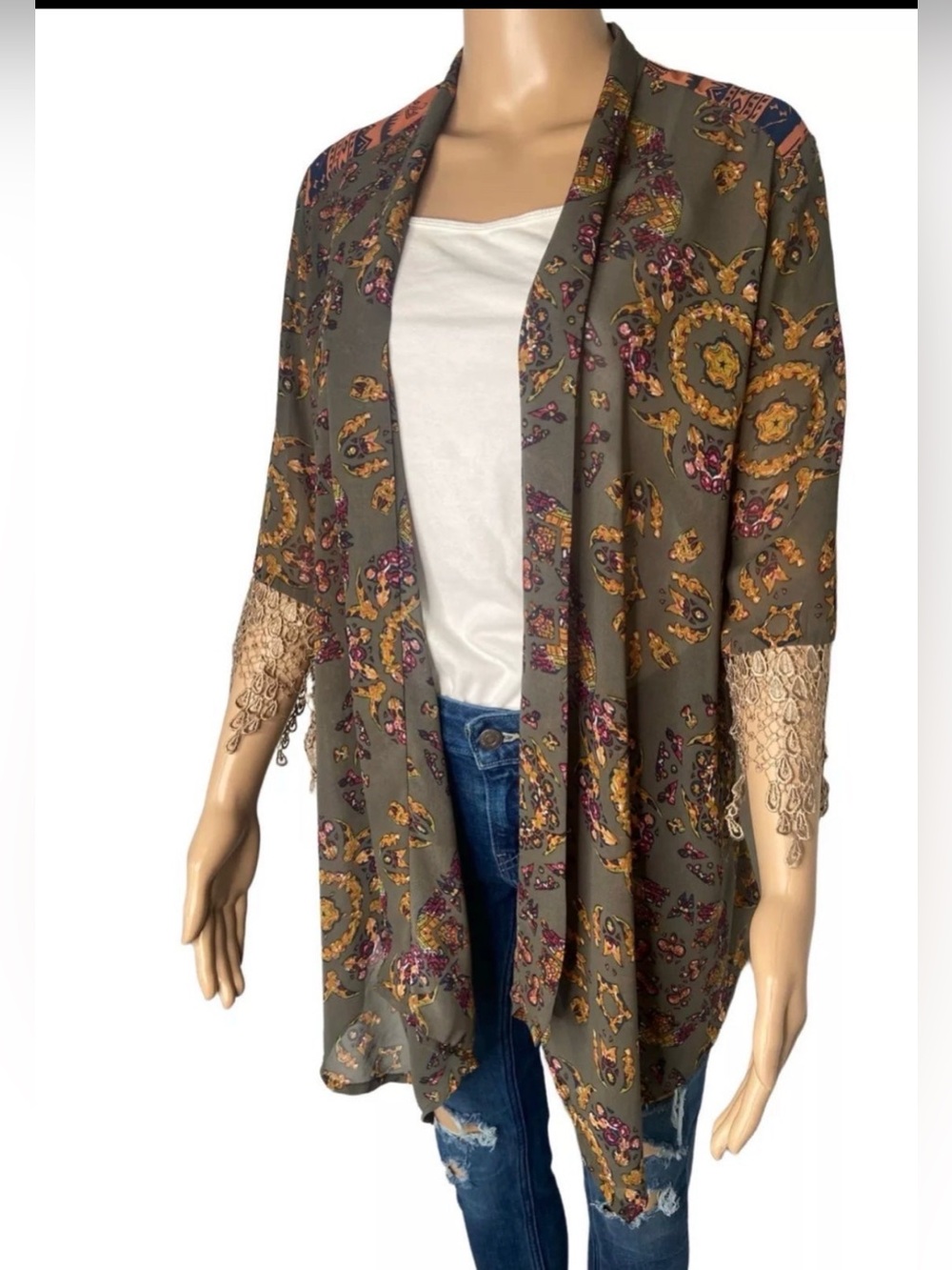 Gimmicks BKE Coverup Open Oversized crochet Floral Beach Coverup Western Cowgirl